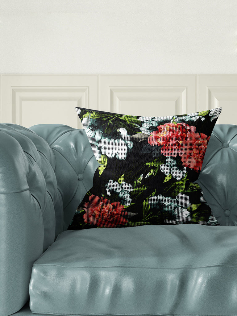 Designer Digital Printed Silky Smooth Cushion Covers <small> (floral-pink/black)</small>