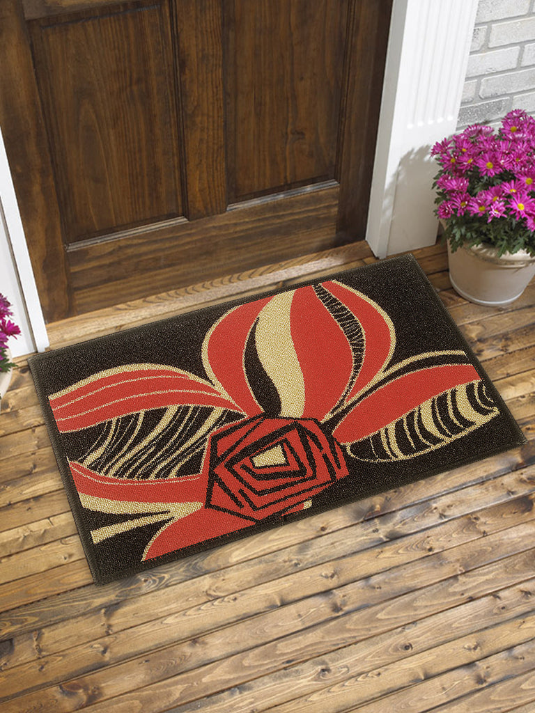 Highly Durable Anti Slip Door Mat <small> (big flass-black/red)</small>